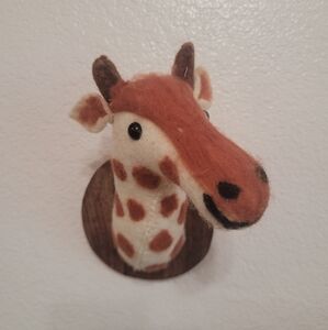 Vintage Giraffe Plush Wall Mount Handmade